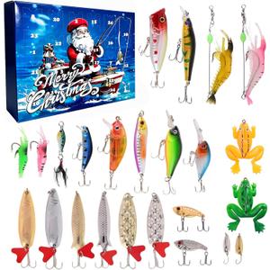 Fishing Lure Advent Calendar 2025, 24pcs Fishing Tackle Kit Advent Calendars for Boys, 24 Days Christmas Countdown Gifts for Teens, Adults, Girls, Dad