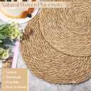 Aneco 48 Pack 13.8-Inch Round Woven Placemats Natural Hand-Woven Boho Rattan Wicker Bulrush Placemat Farmhouse Rustic Braided Table Mats for Dining & Kitchen Decor