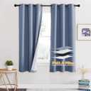 RYB HOME Soundproof Curtains for Bedroom, PM2.5 Particle Filter 100% Blackout Energy Saving Small Window Curtains for Baby Nursery Living Room Home Office, Stone Blue, W 42 x L 63 inches, 2 Pcs