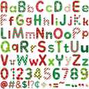 Faccito 231 Pcs Christmas Bulletin Board Decoration Winter Letters Cutouts Combo Set Bulletin Board Alphabet Letters and Number Accents for Xmas Home School Classroom Decor(Red Green, Candy)