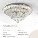 COCOSTAR 20" Crystal Chandeliers, Flush Mount Chandelier LED Ceiling Light, Modern Crystal Raindrop Chandeliers for Dining Room, Living Room, Bedroom