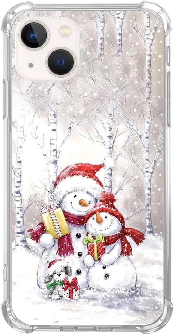 Cute Christmas Snowman Phone Case Compatible with iPhone 15 PlusChristmas Snowman Dog Gift Cool Teen Girl Unique Soft TPU Bumper Cover Case for iPhone 15 Plus