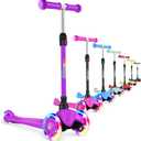 BELEEV A1 Scooter for Kids Ages 2-6, 3 Wheel Kick Scooter for Toddlers Girls Boys, Light up Wheels, Adjustable Height, Lean to Steer, Non-Slip Deck, Lightweight Push Scooter for Children (Purple)