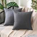MIULEE Pack of 2 Decorative Outdoor Solid Waterproof Throw Pillow Covers Faux Linen Garden Farmhouse Cushion Cases for Patio Tent Balcony Couch Sofa 18x18 Inch Dark Grey