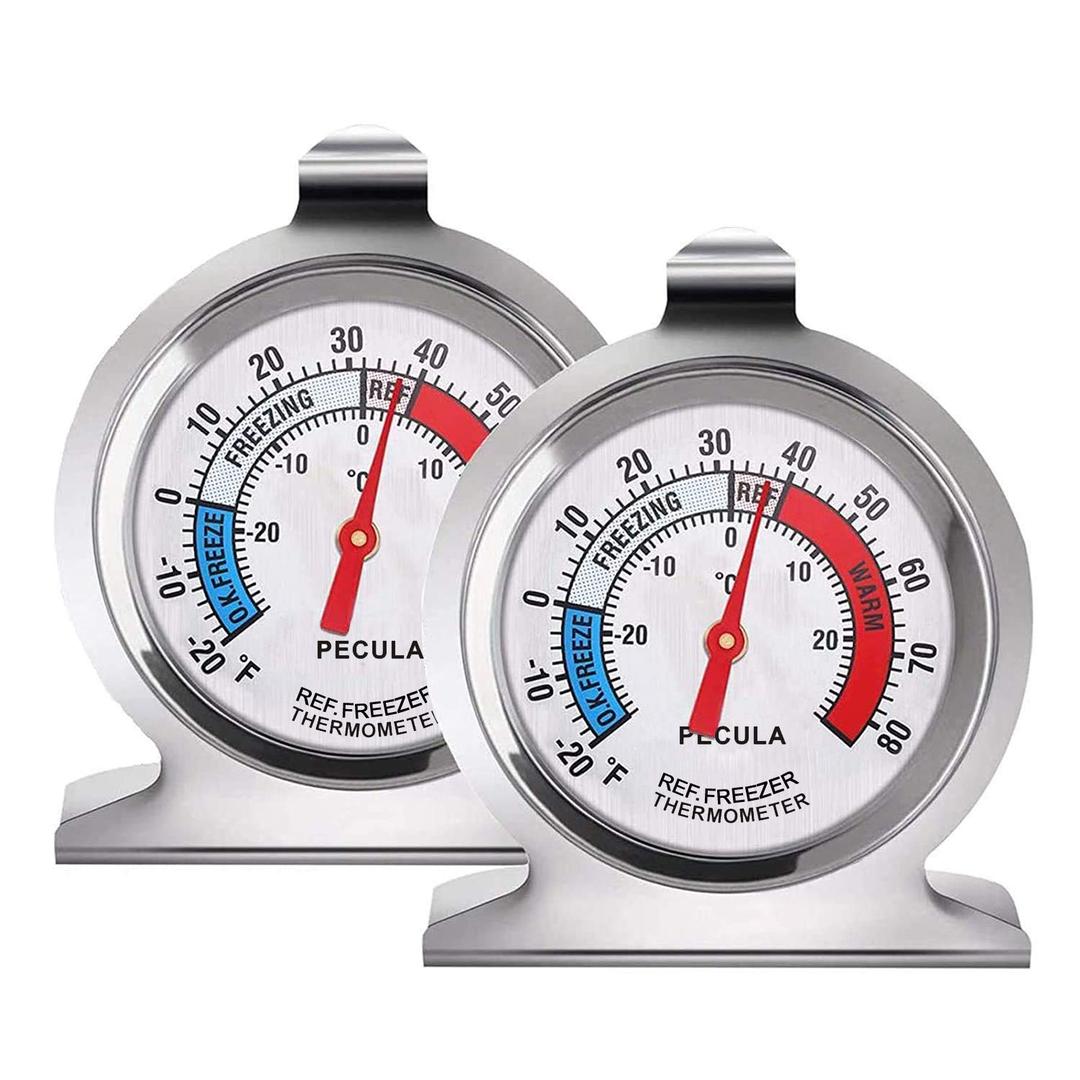 2 Pack Refrigerator Thermometer, 30-30C/20-80F, Classic Fridge Thermometer Large Dial with Red Indicator Thermometer for Freezer Refrigerator Cooler