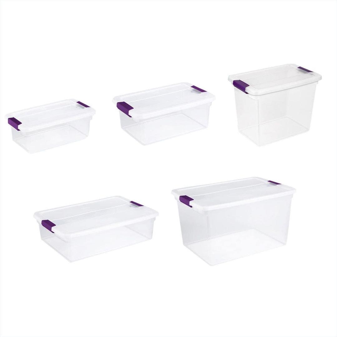 Sterilite 17531712 Clearview Storage Box With Latched Lid - 15 Qt. 17"L x 11-1/8"W x 6-1/2"H - Lot of 12
