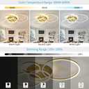 Modern LED Ceiling Light 90W Dimmable Ceiling Light Fixture with Remote Control 5 Rings Flush Mount Ceiling Light Gold Acrylic Chandelier LED for Living Room Bedroom Kitchen Light fixtures(4+1G01)