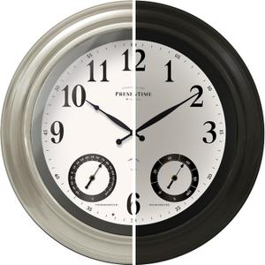 Presentime & Co 24" Jameson Illuminated in/Outdoor Clock, Modern Farmhouse, Self-Illuminated, Waterproof, Weather Station (Thermometer & Hygrometer), Metal Clock, Morning Silver. (Night Light) Presentime & Co 24" Jameson Illuminated in/Outdoor Clock, Modern Farmhouse, Self-Illuminated, Waterproof, Weather Station (Thermometer & Hygrometer), Metal Clock, Morning Silver. (Night Light)