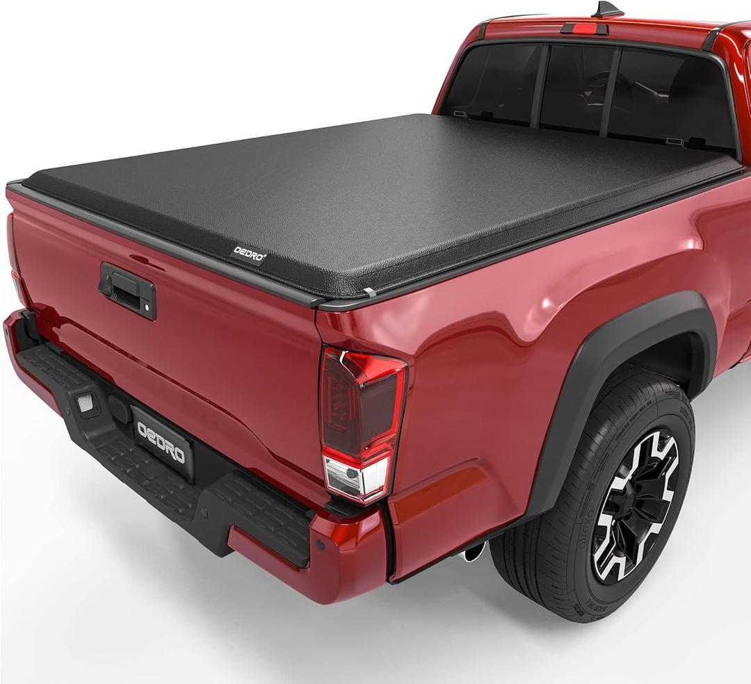 oEdRo Soft Roll Up Truck Bed Tonneau Cover Compatible with 2016-2023 Toyota Tacoma (Excl. Trail), 5ft Bed with Track Rail System