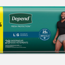 Depend Fresh Protection Adult Diapers, Incontinence Underwear for Men, Disposable, Maximum, Large, Grey, 28 Count