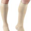 Truform 20-30 mmHg Medical Compression Stockings, Aloe Infused Microfiber, Knee High, Open Toe, Beige, Large