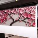 Pink Flower Wall Art for Bedroom Women Tree Prints Wall Art for Living Room Large Artwork for Wall Office Size 29 x 58 Inch