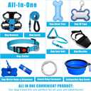 No Pull Dog Harness Adjustable Collar & Leash Set - Dog Halter Harnesses Collapsible Bowls & Poop Bag Dispenser Muzzle ID Tags Toys Fits Dogs (Blue-M)