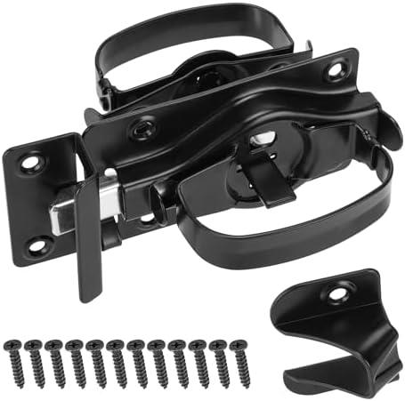 SANKINS Gate Door Latch, Dual-Sided Operation, Heavy Duty Durable Gate Door Latches for Wooden, Vinyl, Metal Gates, Suitable for Inward and Outward Opening Gates, Enhanced Security with Lock, Black