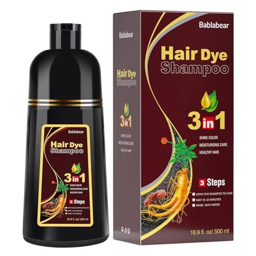 Bablabear Brown Hair Dye Shampoo for Gray Hair Coverage,Instant Hair Color Shampoo for Women and Men.500ml