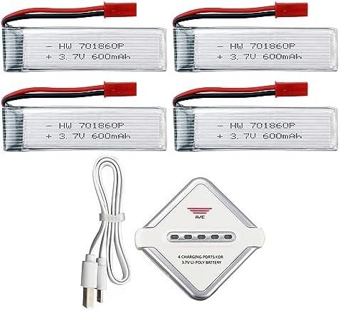 MOONZON 3PCS 3.7 600mAh Lithium Battery Suitable for UDI U817 U818A WLtoys V959 V222 V929 Syma S032 Four-axis Aircraft Helicopter RC Drone Spare Batteries