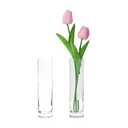 Clear Glass Cylinder Bud Vases,Small Clear Skinny Single Flower Vase for Centerpieces - Minimalist Bulk Vases for Wedding Birthday Bridal Shower Party Events Table Decor (2)