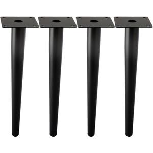 Straight Furniture Table Legs 16 Inch, Round Tapered Metal Furniture Legs Black, Modern Dresser Cabinet Sofa Support Feet Replacement, Set of 4