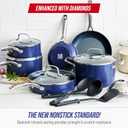 Blue Diamond 14 Piece Cookware Set, Diamond Infused PFAS & PFOA-Free Ceramic Nonstick Pots and Pans, Durable, Non Toxic, Metal Utensil Safe & Scratch Resistant, Dishwasher & Oven Safe, Blue