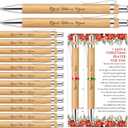 50 Set Christmas Christian Gifts Xmas Bible Verse Ballpoint Pens God Bless You Wooden Pens Religious Gift Cards Christmas Poinsettia Cards with Ties for Church Office Coworker