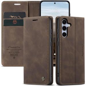 CaseMe for Samsung Galaxy S25+/ Plus Wallet Case,Soft PU Leather Flip Case Magnetic Stand Flip Protective Leather Cover with ID & Credit Card Slots Holder Case (Coffee, S25+)