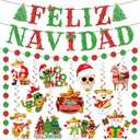 Feliz Navidad Decorations, Mexican Christmas Decorations includes Feliz Navidad Banner and Xmas Decorations Hanging Swirls, Spanish Xmas Mexican Decoration Pack of 2
