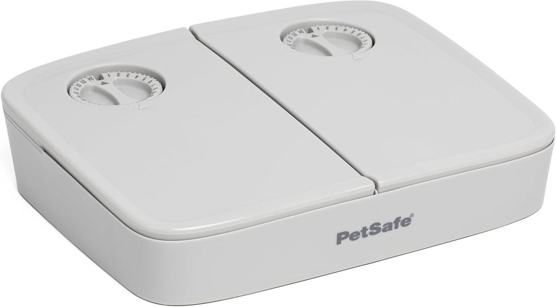 PetSafe Analog 2 Meal Programmable Pet Feeder, Automatic Dog and Cat Feeder - Dry or Semi-Moist Pet Food Dispenser, Slow Feed Portion Control (3 Cup/16 Ounce Total Capacity), Tamper-Resistant Design