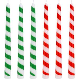 EBaokuup 6 Pcs Christmas Stripe Taper Candles,10 Inch Candy Cane Taper Candles,Red Green Christmas Decorative Tree Candles for Home Table Decor Wedding Party Centerpiece