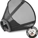Breathable Mesh Dog Cone Collar for Surgery, Soft Elizabethan Recovery Alternative to Stop Licking,Pet Neck Collar for Large Medium Small Breeds(Black,1) (1(Neck:7-9in, Depth:6.5in))