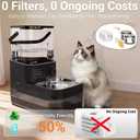 Filterless Cat Water Fountain 3L, Wireless Motion Sensor Cat Water Fountain with 4000mAh Battery, Stainless Steel Cat Bowls, Water Fountain Separate Tanks, Quiet Black