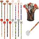 48 Pcs Sports Pencils and Erasers for Boys Girls Sports Birthday Gifts Assortment Stationery Pencils for Students Office School Classroom Supplies.