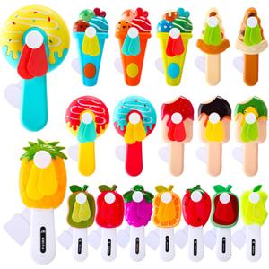 38 Pcs Mini Portable Fans Bulk Cute Summer Party Favors Handheld Press Manual Cooling Ice Cream Fruits Sweet Treats Fans for Outdoor Pool Birthday Gifts