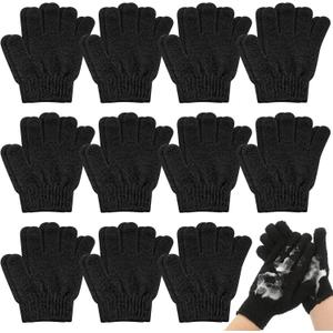 Ramede 30 Pair Exfoliating Glove Double Sided Exfoliating Bath Gloves Pack Nylon Colorful Shower for Men Women Beauty Spa Massage Shower Deep Clean Body Skin Bathing Scrubber Disposable(Black)