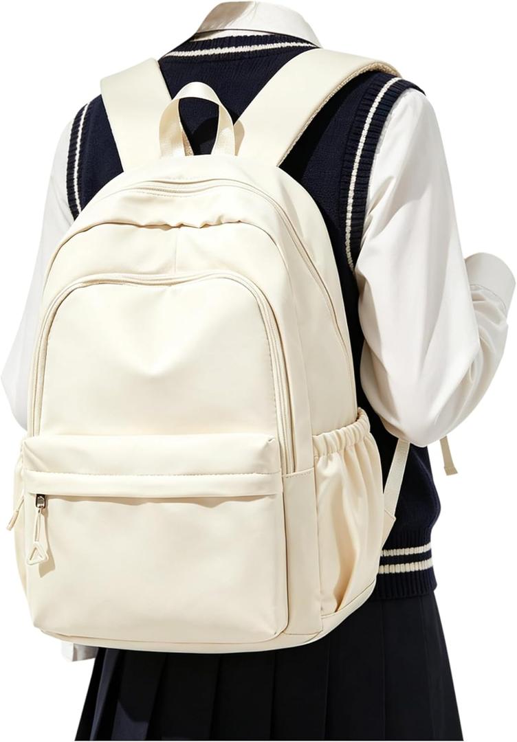 BJLFS Beige Backpack for School Women Girls, Waterproof Book bags Cute High School Backpacks for Men Teen Boys, Lightweight Travel College Backpack Mochilas Escolares para Daypack Ruckssack, A0-beige