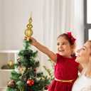 PRETYZOOM Spherical Christmas Tree Topper 2.64 Inch Plastic Xmas Tree Ornament Decoration Lightweight Finial for Holiday Party Home Seasonal Decor