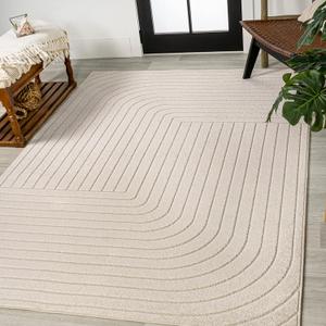 JONATHAN Y SCN101A-6 Odense High-Low Minimalist Angle Geometric Ivory/Cream 6 ft. x 9 ft. Indoor/Outdoor Area Rug, Pet Friendly, Non-Shedding, Stain Resistant, Easy-Cleaning for Backyard, Patio