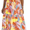 AlvaQ Women's 2025 Summer Sleeveless Floral Print Maxi Dress Strap Square Neck Beach Sun Dress (L)
