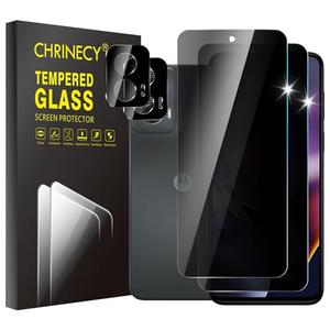 CHRINECY [4 Pack] 2 Pack Privacy Screen Protector for Motorola Moto G stylus 5G 2024 with 2 Pack Camera Lens Protector, 9H Hardness, Anti Spy Anti Peeping, Easy Installation