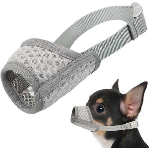 Mayerzon Dog Muzzle, Puppy Soft Mesh Muzzle for Small Medium Large Dogs Chihuahua Poodles Beagle Dachshund Corgis Labrador for Biting Chewing Grooming that Allows Panting Drinking(XXS, Grey)