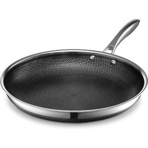 HexClad Hybrid Nonstick 12-Inch Frying Pan, Stay-Cool Handle, Dishwasher-Friendly, Oven-Safe Up to 900°F, Induction Ready, Compatible with All Cooktops