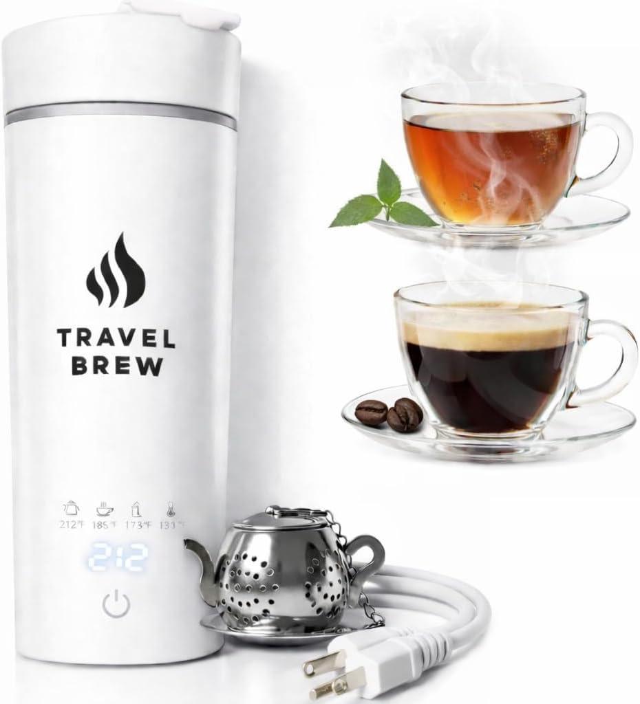 Portable Travel Kettle with Tea Infuser- Mini Electric Kettle with 4 Temperature Settings, with Auto Shut-Off & Boil Dry Protection (White)