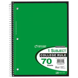 Top Flight Standards® College Ruled 1-Subject Notebooks, 100/70 Sheets - Green & Pink, 10.5"x8", 4 Pack