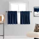 DONREN Navy Blue Blackout Tier Curtain Panels for Small Window - Thermal Insulated Room Darkening Rod Pocket Valance Curtains for Livingroom (30 by 30 Inch 2 Panels)