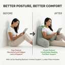 Patented Design Cat Ear Inspired Corduroy Reading Pillow with Arms, Aesthetic Bed Rest Pillow for Sitting in Bed, Detachable Lumbar Support, Ergonomic Backrest Cushion, Grey Green, Large
