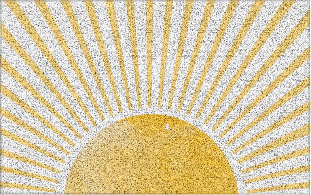 Retro Sun Boho Welcome Home Doormat for Outdoor Entrance Front Door Mats, Yellow Welcome Home Mat Door Mat Outdoor Indoor Mats for Entryway, Boho Bathroom Porch Door Decor, 17x30 Inches
