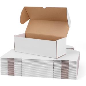 WIFTREY 12x4x4 Small Shipping Boxes set of 25, White Corrugated Cardboard Box 12''L x 4''W x 4'' H for Mailing Packing Shipping
