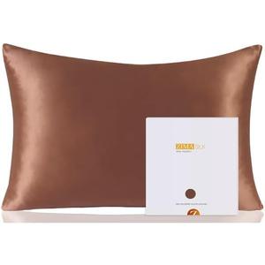 ZIMASILK 100% Pure Mulberry Silk Pillowcase for Hair and Skin Health,Soft and Smooth,Both Sides Premium Grade 6A Silk,600 Thread Count,with Hidden Zipper,1pc (King 20''x36'',Mocha)