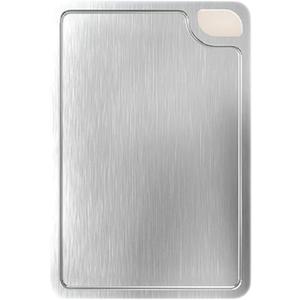 Titanium Cutting Board Double-Sided, Diamond-Patterned GR14 Titanium & Wheat Straw PP Kitchen Board for Meat and Vegetables, Large, Dishwasher Safe, Durable and Food-Grade (14.2"L x 9.8"W x 0.06"Th, Silver)