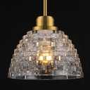 Fivemengo 2 Pack Glass Pendant Lights Kitchen Island 8.7 Inches Modern Gold Glass Pendant Light Fixtures Brass Hanging Lighting for Kitchen Over Sink Dining Room Bedroom E26