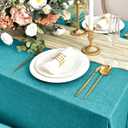 Fitable Faux Linen Tablecloths for Rectangle Tables: Water & Stain Resistant Farmhouse Table Cloth, Washable Burlap Textured Table Covers for Kitchen Dining Party(2 Pack, 52x70 Inch, Teal)
